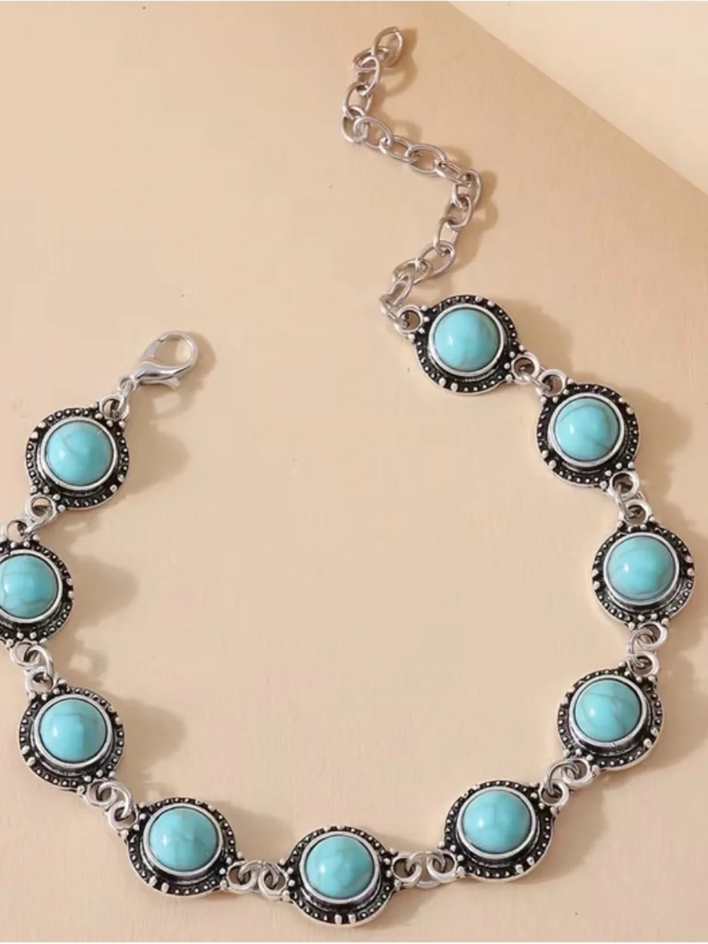 Turquoise Link Bracelet - Teal Stone